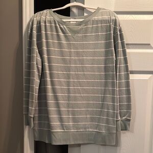 Stars Above Women's Crew Neck Sweater - Gray and White Stripes